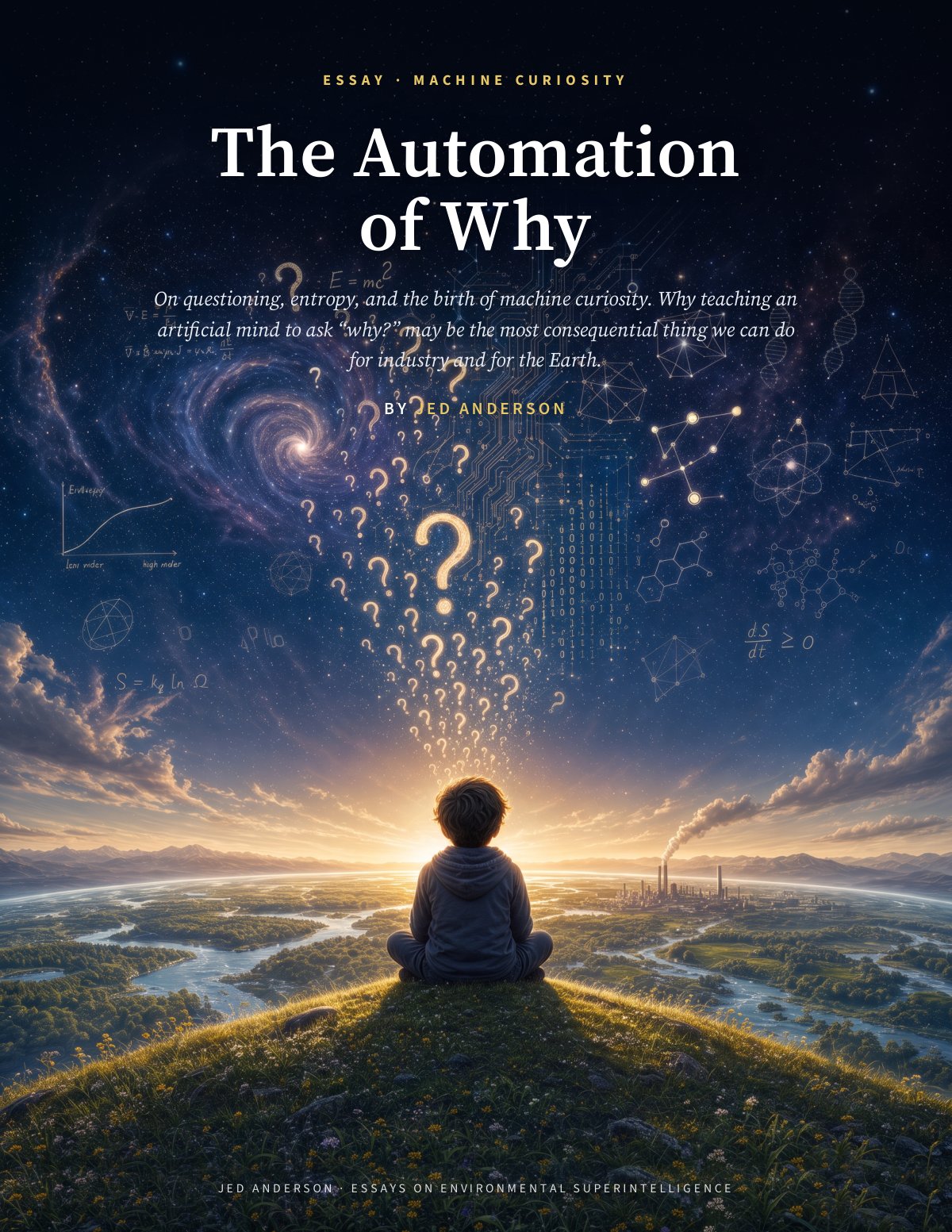 Cover of The Automation of Why—an essay on questioning, entropy, and the birth of machine curiosity