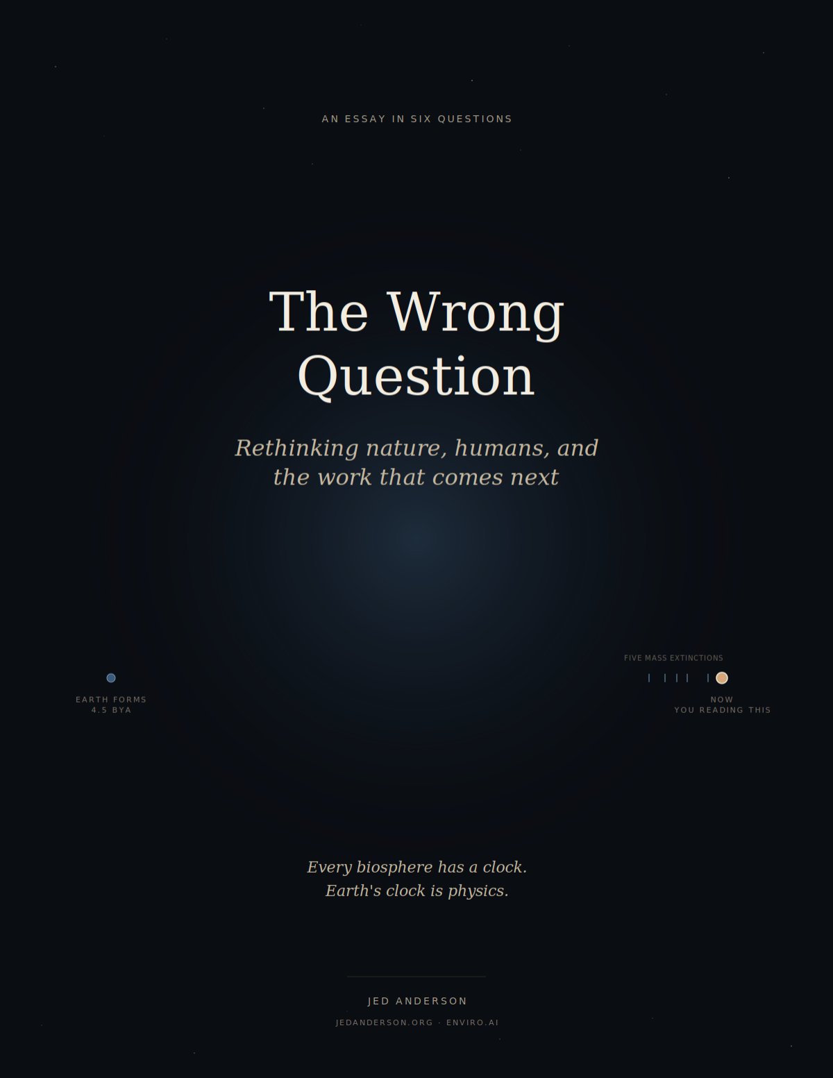 Cover of The Wrong Question—an essay in six questions